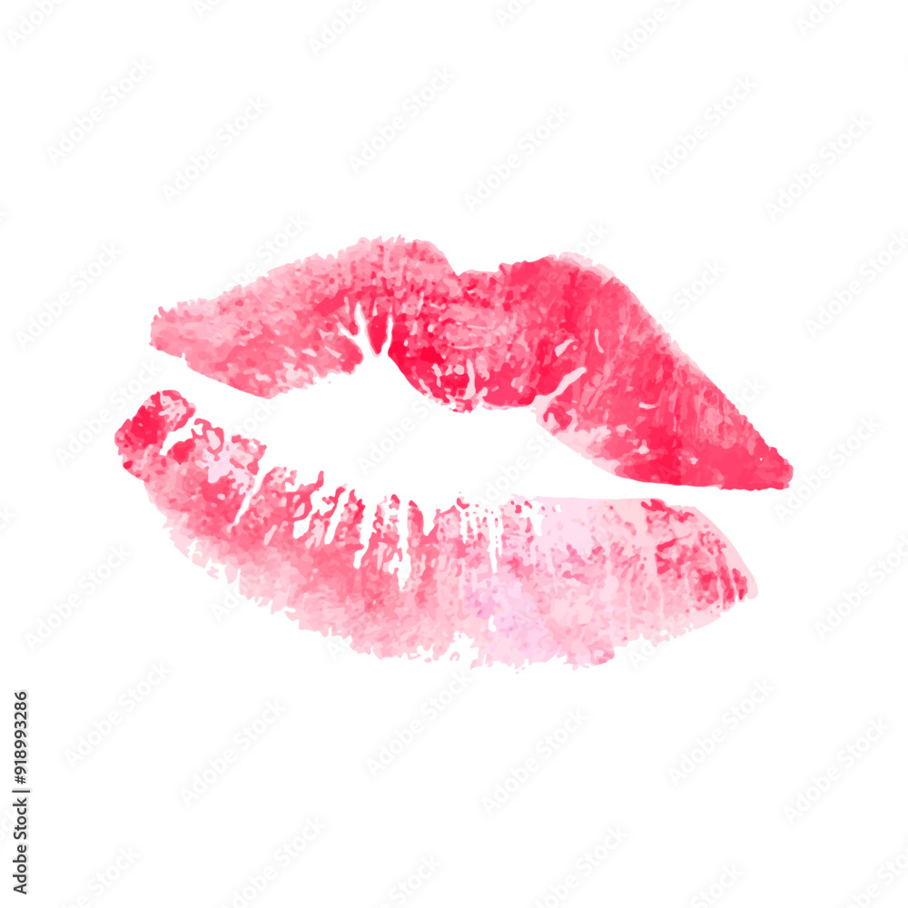 Lipstick kisses, watercolors painted lips on white Lipstick kisses, watercolors painted lips on white