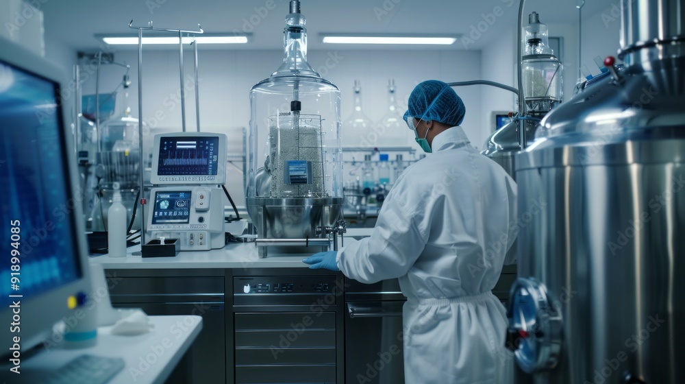 Obraz premium A scientist in a lab coat is working on a project