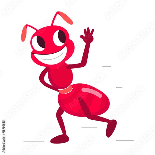 Cute flat sticker showing an ant waning hand 

