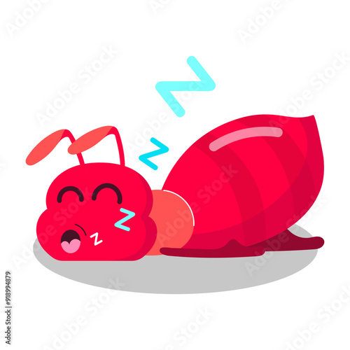 Cartoon style sticker of sleepy ant  

