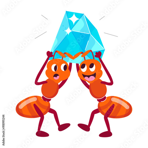 Ants struggle sticker designed in flat style 

