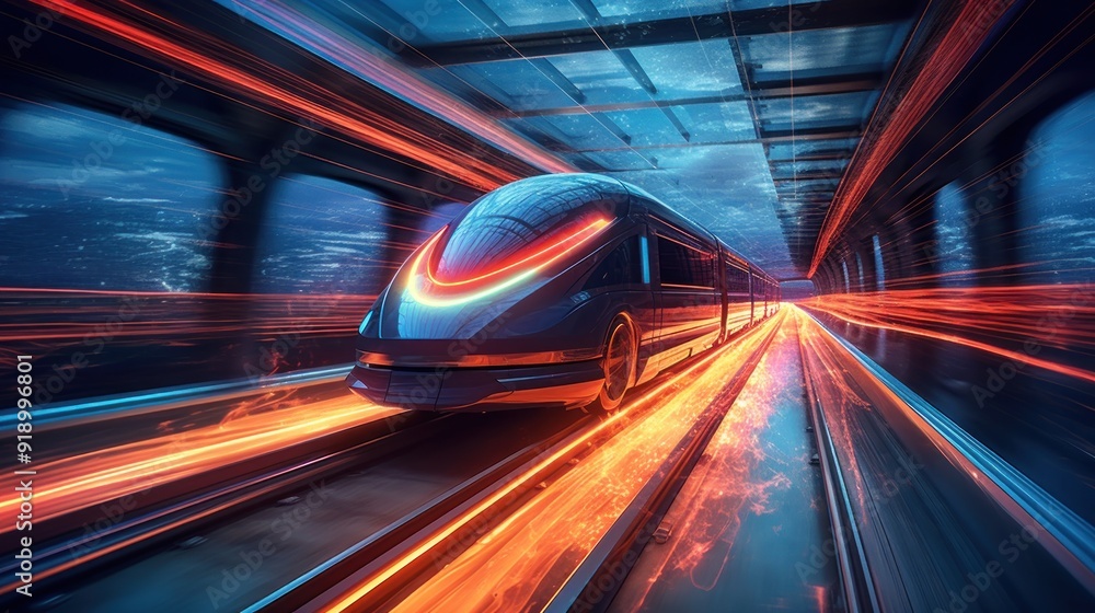 High Speed Train Racing Through Tunnel High Speed Train Racing Through Tunnel