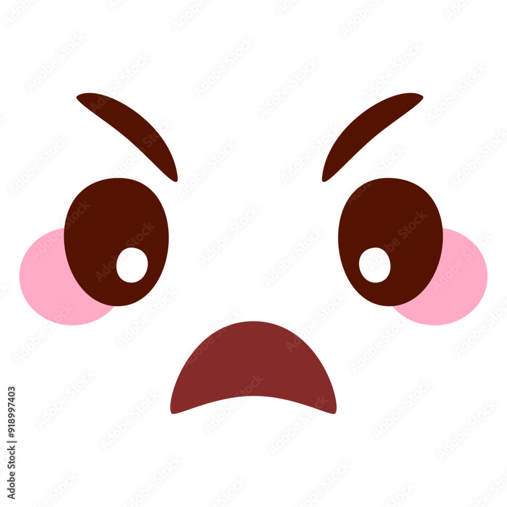 Hand drawn kawaii face on the white background Hand drawn kawaii face on the white background