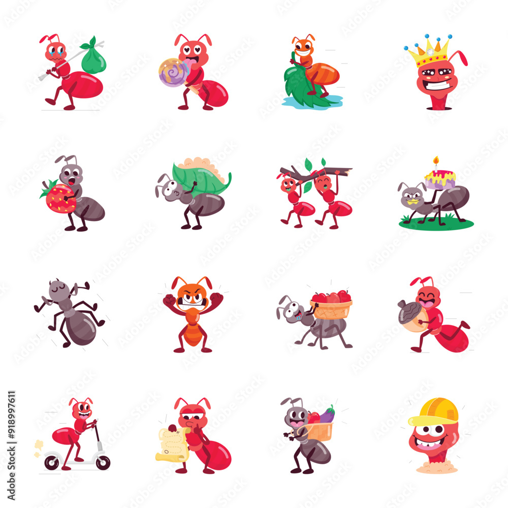 Basic RGBBundle of Ant Mascot Flat Stickers
Basic RGBBundle of Ant Mascot Flat Stickers