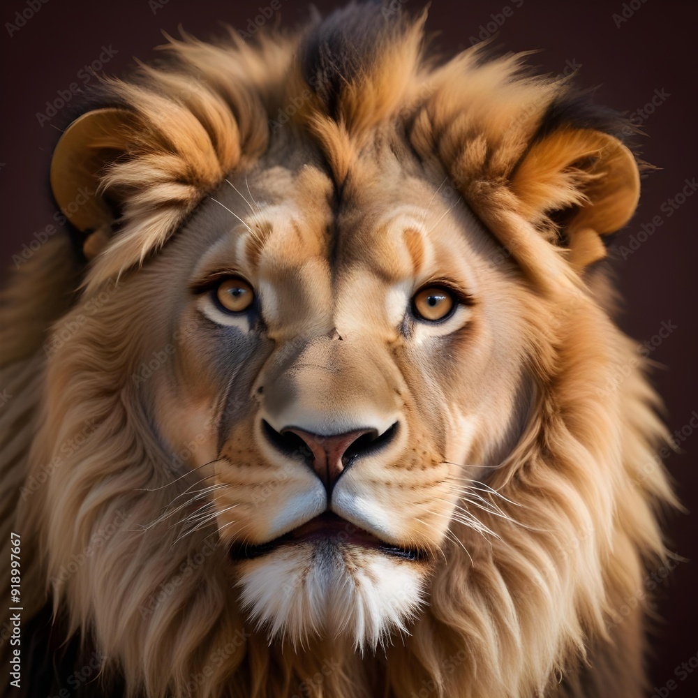 Isolated close up a lions face Isolated close up a lions face