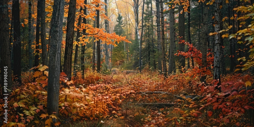Fototapeta premium A dense forest with many trees and leaves