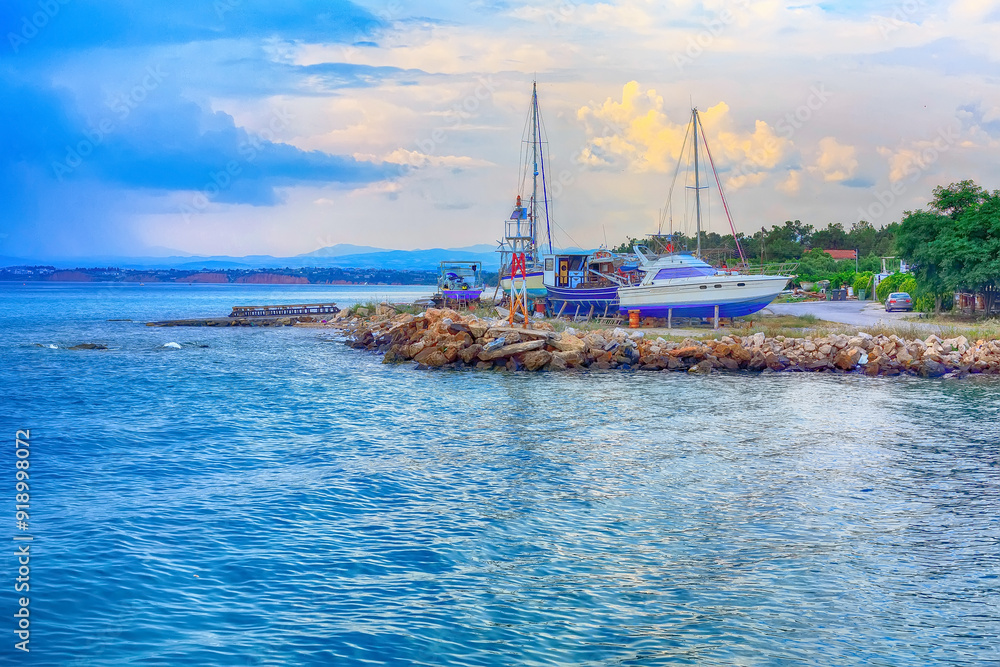 Obraz premium Port of Nea Potidea, Chalkidiki, Greece