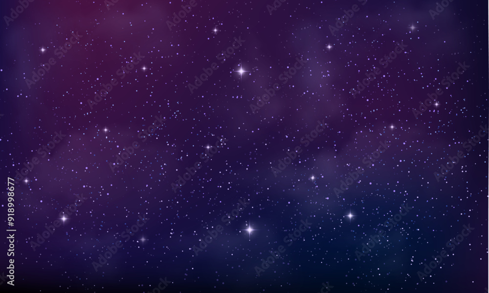 Naklejka premium Realistic background. night sky with sparkling glowing stars