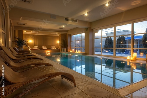 Wallpaper Mural A luxurious spa with an indoor pool, candles and comfortable sun loungers Torontodigital.ca