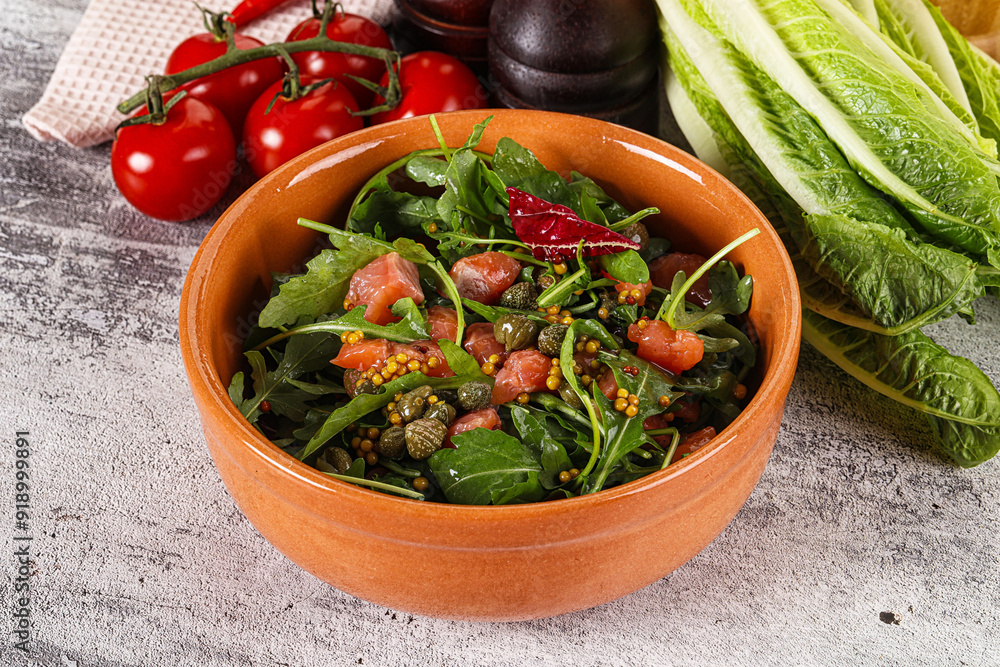 Salad with salmon and arugula Salad with salmon and arugula