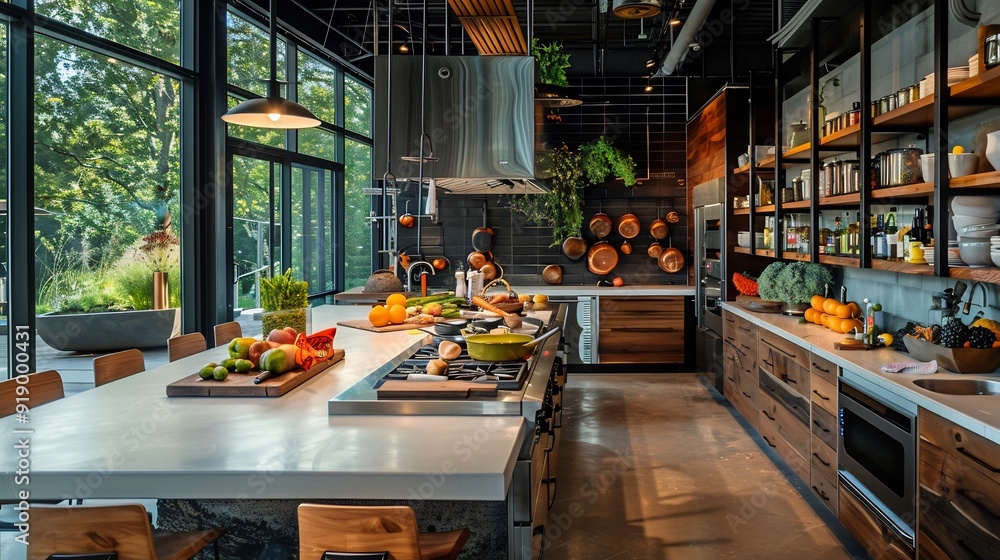 Modern Kitchen with Large Island and Natural Light Modern Kitchen with Large Island and Natural Light