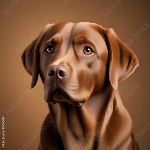 Wallpaper Mural Isolated close up a chocolate labrador retriever on a brown background Torontodigital.ca