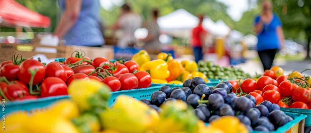 Vibrant Farmers Market Bustling with Fresh Local Produce and Goods Vibrant Farmers Market Bustling with Fresh Local Produce and Goods