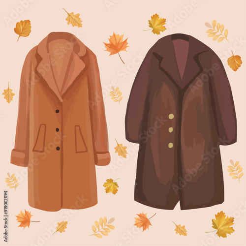 Women's outwear clothes Autumn or winter warm brown coat