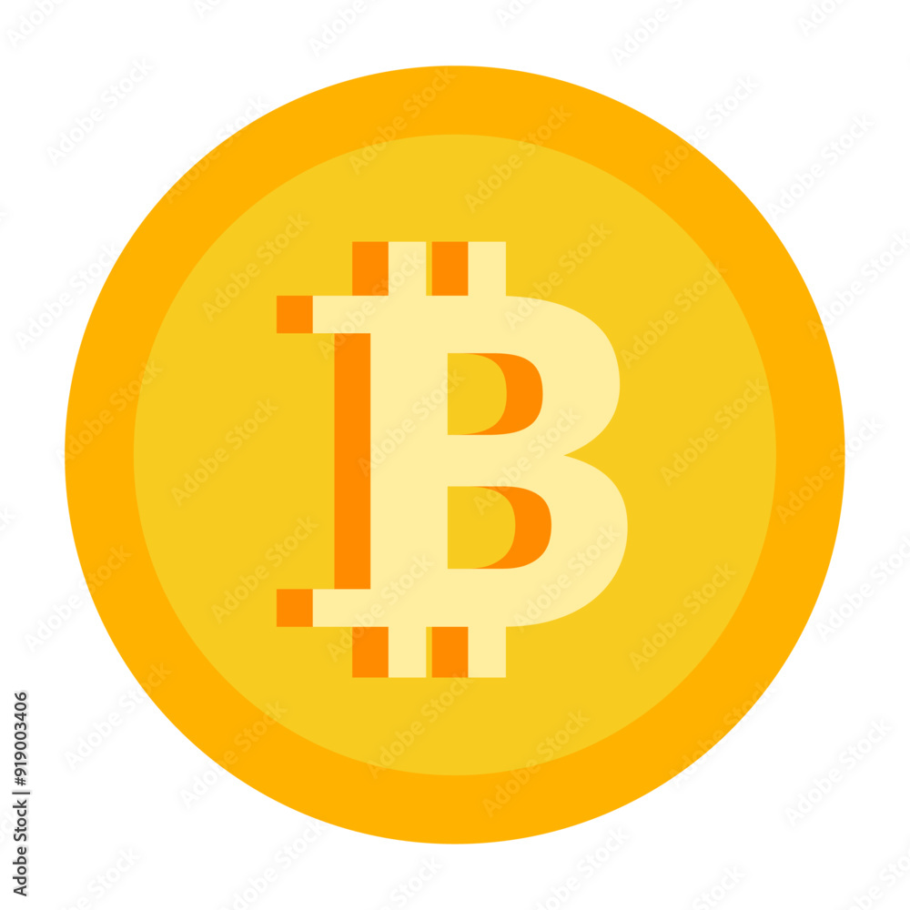 Golden Bitcoin Coin icon on white backgound Golden Bitcoin Coin icon on white backgound