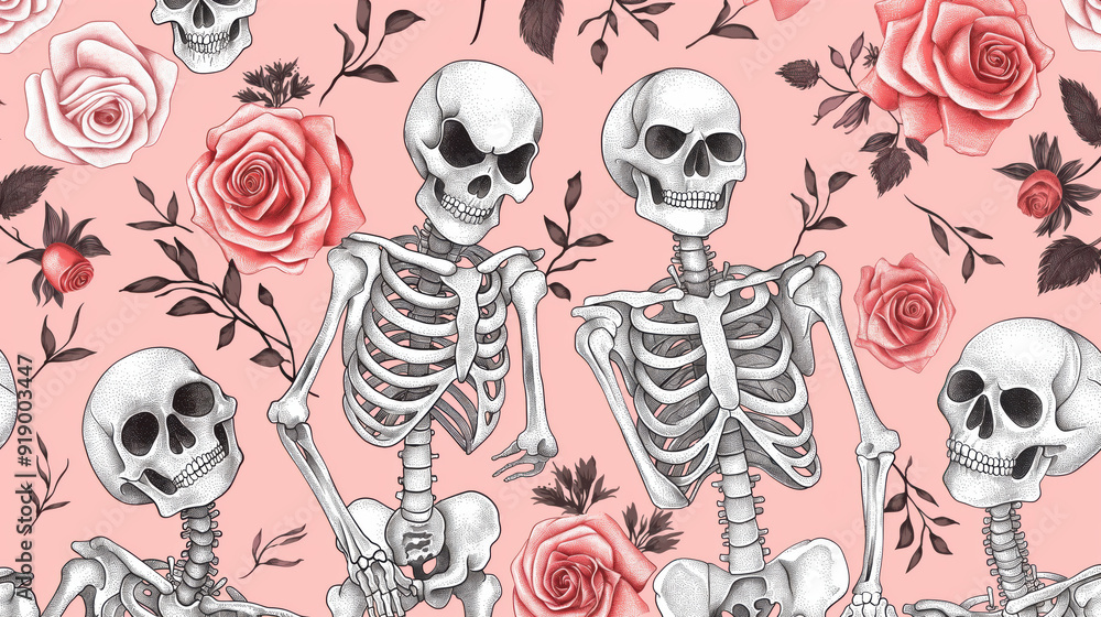 The skeletons are all smiling and the roses are pink The skeletons are all smiling and the roses are pink
