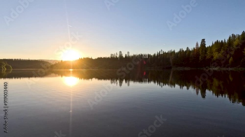 Sunset horizon reflected on the water photo