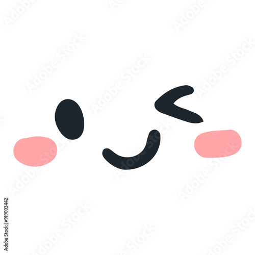 Hand drawn kawaii face illustration design on the white