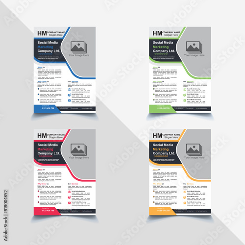 Sate of modern corporate business A4 size flyer template design for all purposes of uses