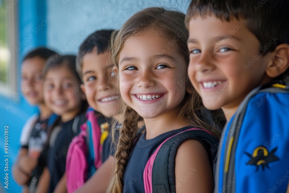 Happy kids at elementary school, Generative AI Happy kids at elementary school, Generative AI