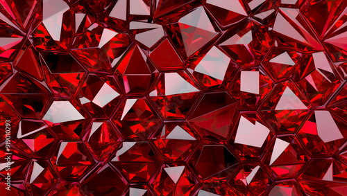 Abstract red crystal pattern background, Vibrant red crystal texture pattern, Red crystal texture background