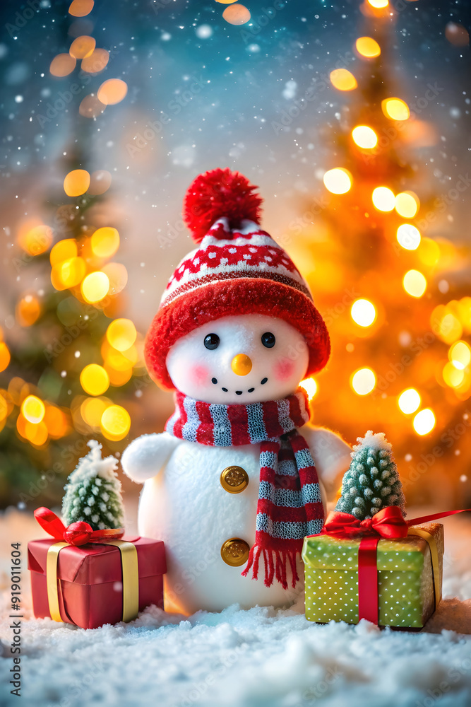 Christmas cute snowman with gifts for happy Christmas Christmas cute snowman with gifts for happy Christmas