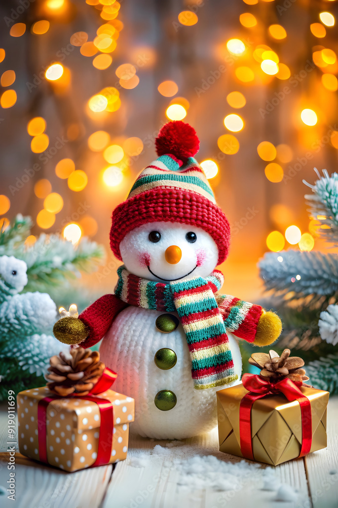 Christmas cute snowman with gifts for happy Christmas Christmas cute snowman with gifts for happy Christmas