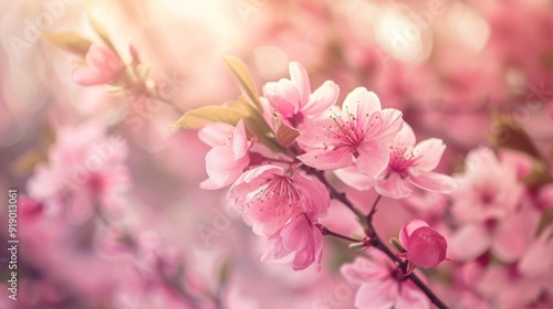 Delicate Pink Blossoms in Sunlight