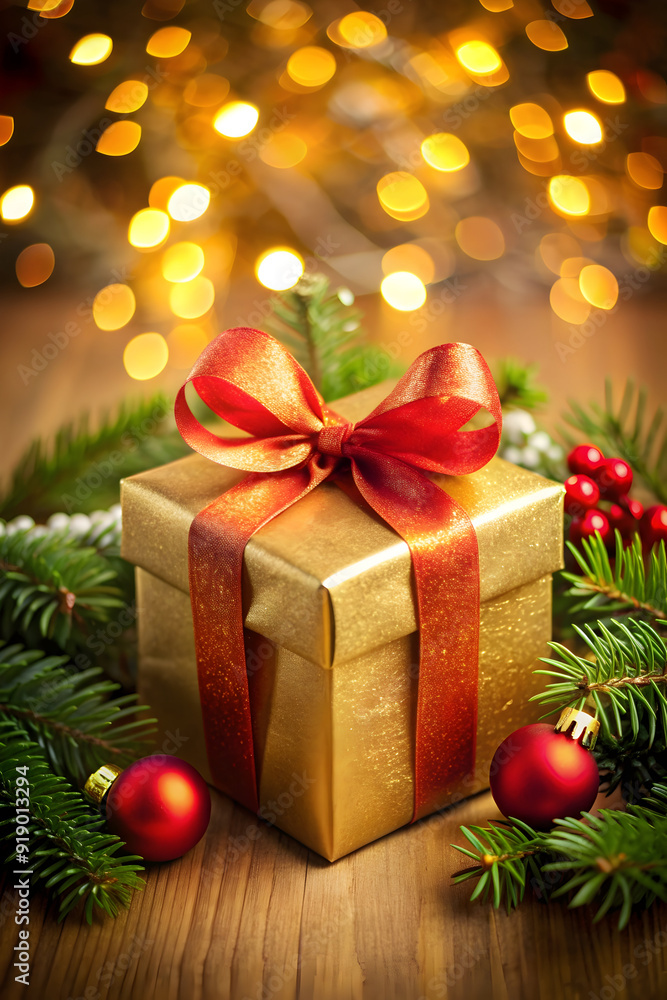 Christmas gift with Christmas background Christmas gift with Christmas background