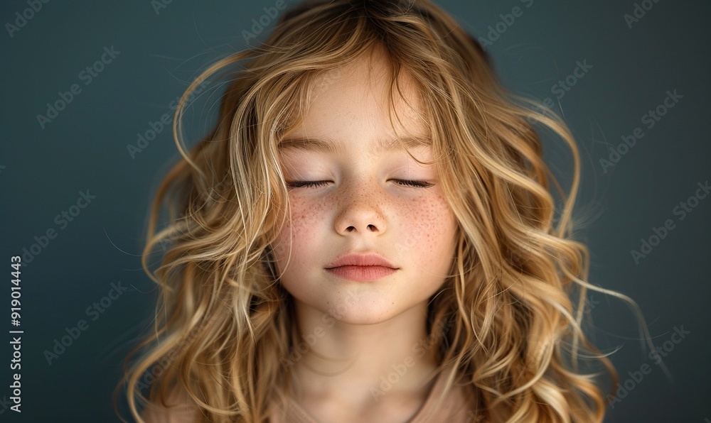 stunning portrait of young girl with messy hair,eyes closed standing in studio. stunning portrait of young girl with messy hair,eyes closed standing in studio.
