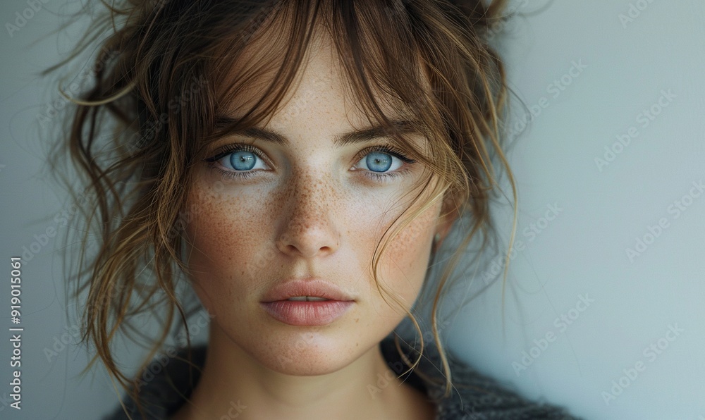 studio portrait of stunning young woman with messy hair looking dreamy beauty portrait. studio portrait of stunning young woman with messy hair looking dreamy beauty portrait.