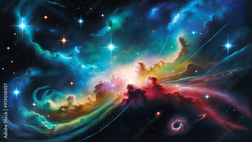 Obraz premium Colorful space galaxy cloud nebula. starry night cosmos. Universe Science Astronomy wall paper