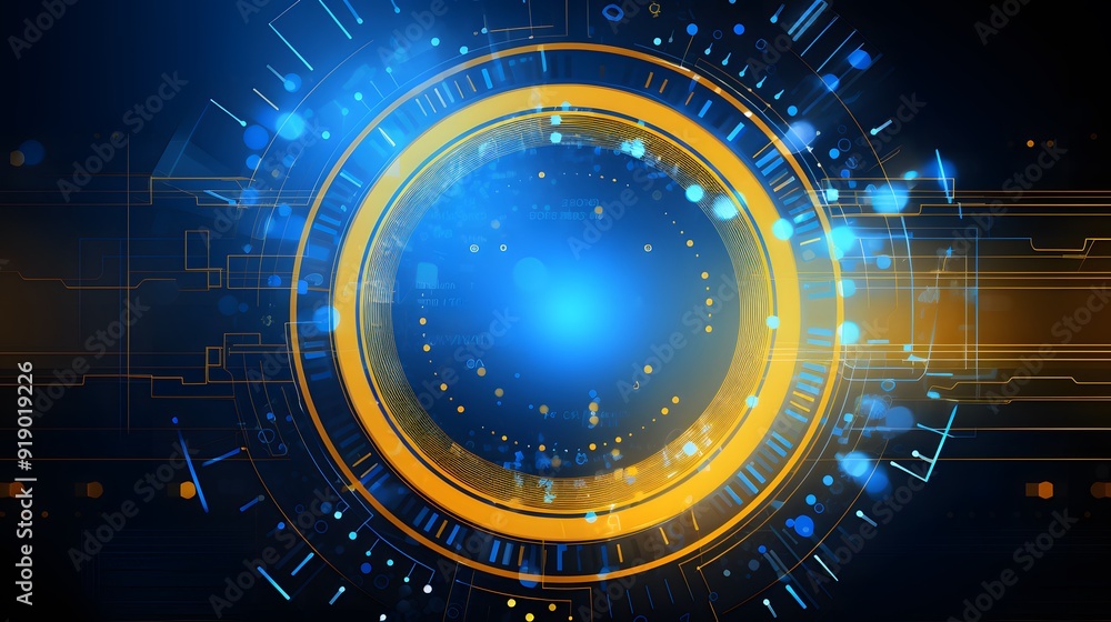 Obraz premium yellow and blue Abstract technology background circles digital hi-tech technology design background. concept innovation. vector illustration