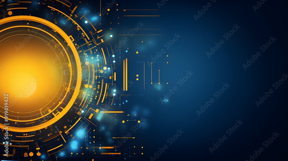 Fototapeta premium yellow and blue Abstract technology background circles digital hi-tech technology design background. concept innovation. vector illustration