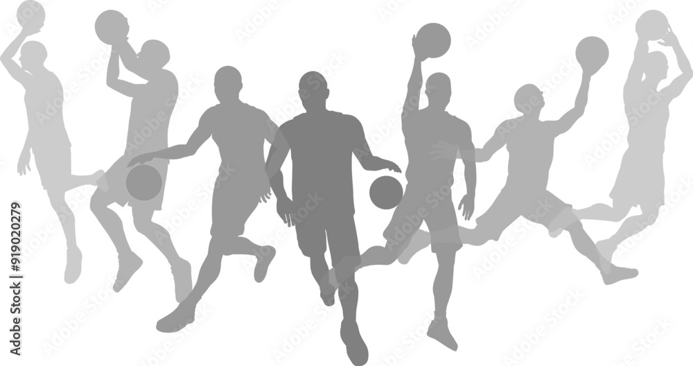 Silhouette basketball player set. Active sports people healthy players fitness silhouettes concept. Silhouette basketball player set. Active sports people healthy players fitness silhouettes concept.