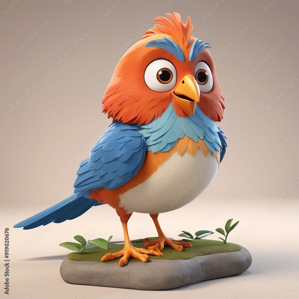 Cartoon character 3d style of cute bird. Generative Ai. Cartoon character 3d style of cute bird. Generative Ai.