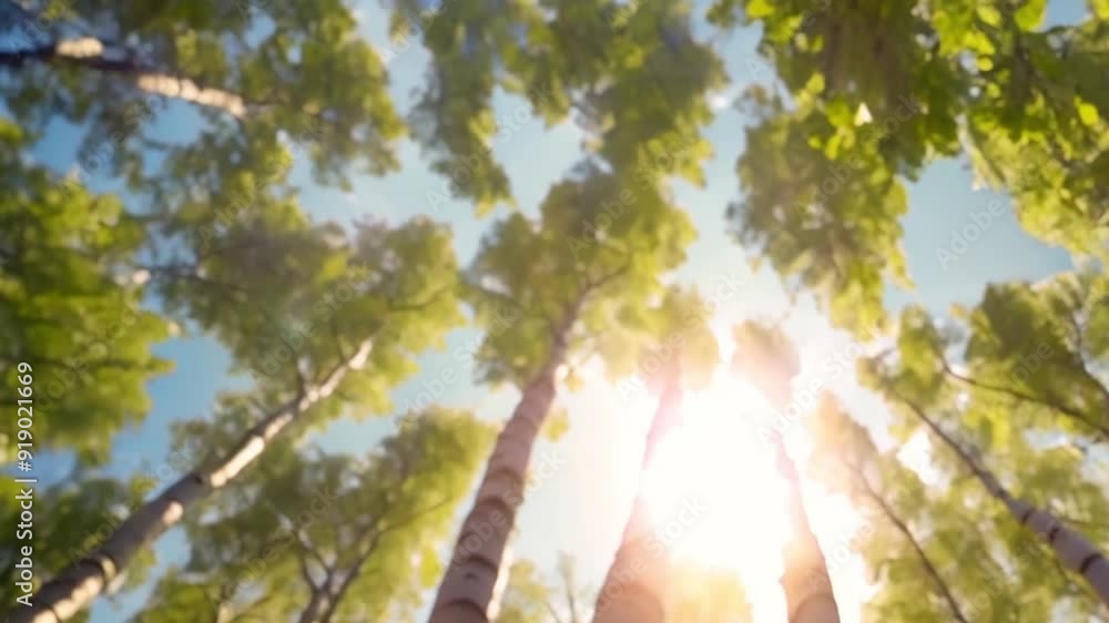 top of summer birch trees with sun shining - dolly shot top of summer birch trees with sun shining - dolly shot