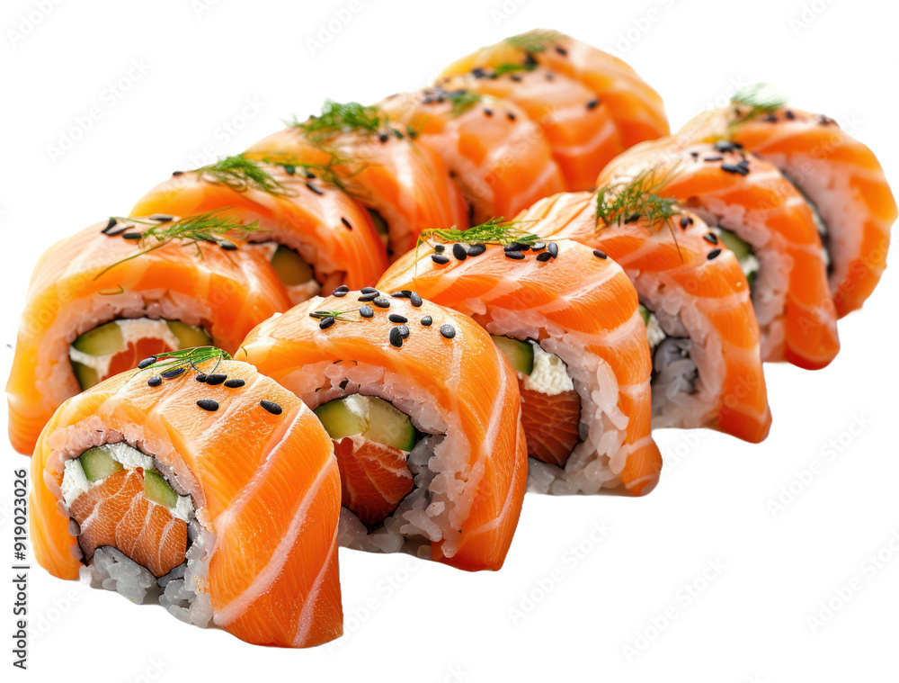 Sushi isolated on a transparent background for web, banner, wallpaper Sushi isolated on a transparent background for web, banner, wallpaper