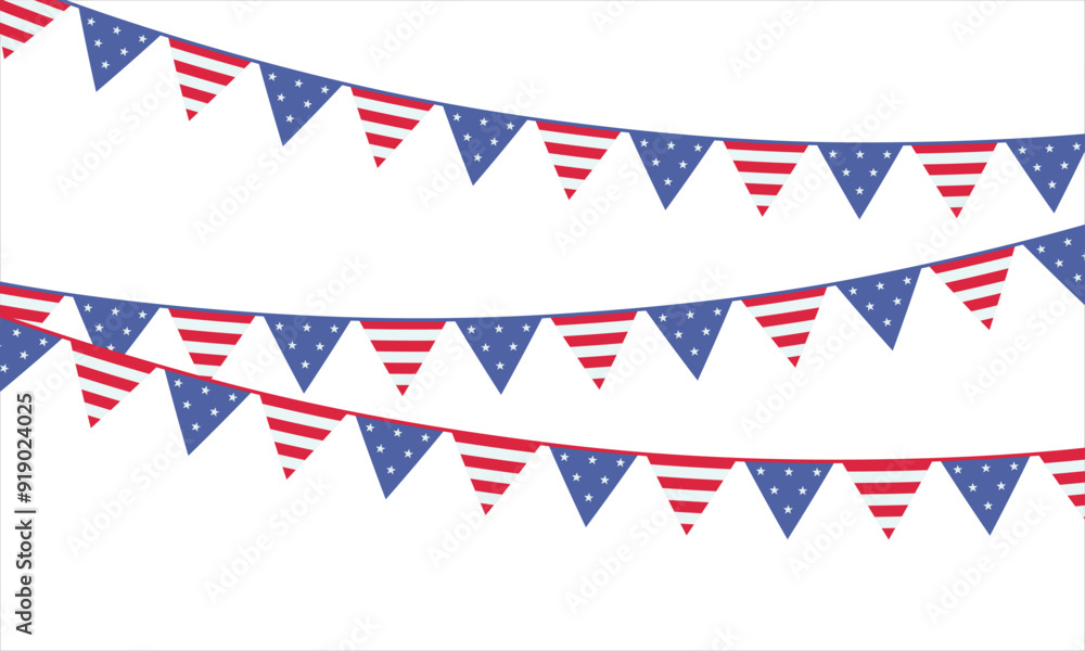 Obraz premium American national flag bunding garland. Voting festive. Vector illustration