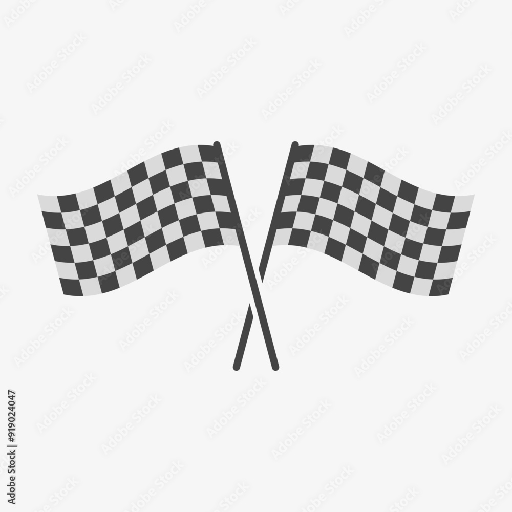 Fototapeta premium Two crossed racing flags. Championship, sport car competition. Vector isolated