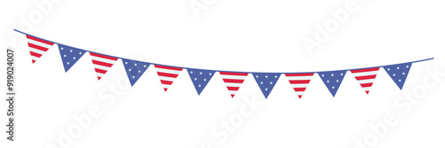 American national flag  bunding garland. Vector illustration