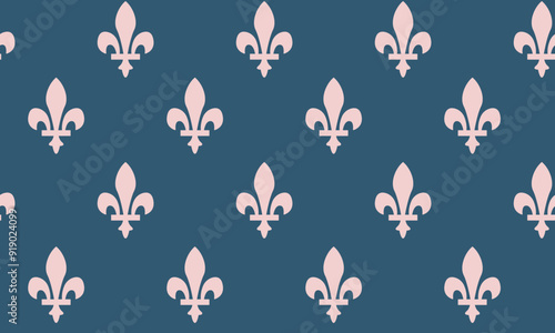 Victorian Lily Seamless pattern. Classic floral ornament, french flower decor