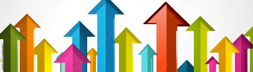 Colorful arrows pointing upwards symbolize growth, progress, and success in a vibrant and dynamic design. Colorful arrows pointing upwards symbolize growth, progress, and success in a vibrant and dynamic design.
