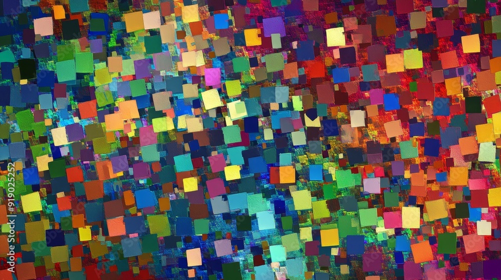 Vibrant Pixelated Mosaic: Abstract Multi-color Small Squares Pattern Vibrant Pixelated Mosaic: Abstract Multi-color Small Squares Pattern