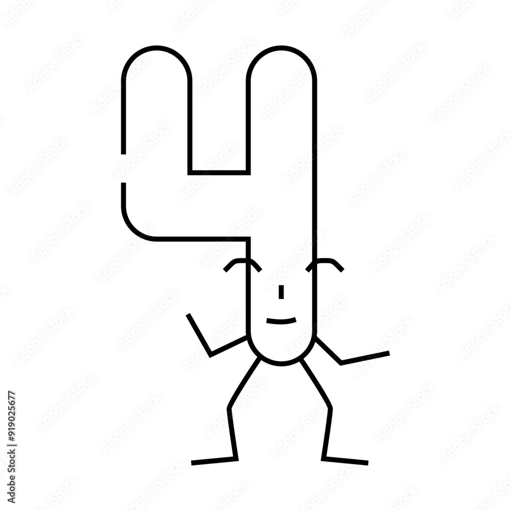 four number character line icon vector. four number character sign. isolated contour symbol black illustration four number character line icon vector. four number character sign. isolated contour symbol black illustration