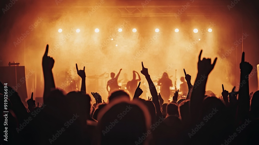 A dynamic shot of concert-goers silhouetted against intense stage lights, capturing the energy of a live music festival. A dynamic shot of concert-goers silhouetted against intense stage lights, capturing the energy of a live music festival.