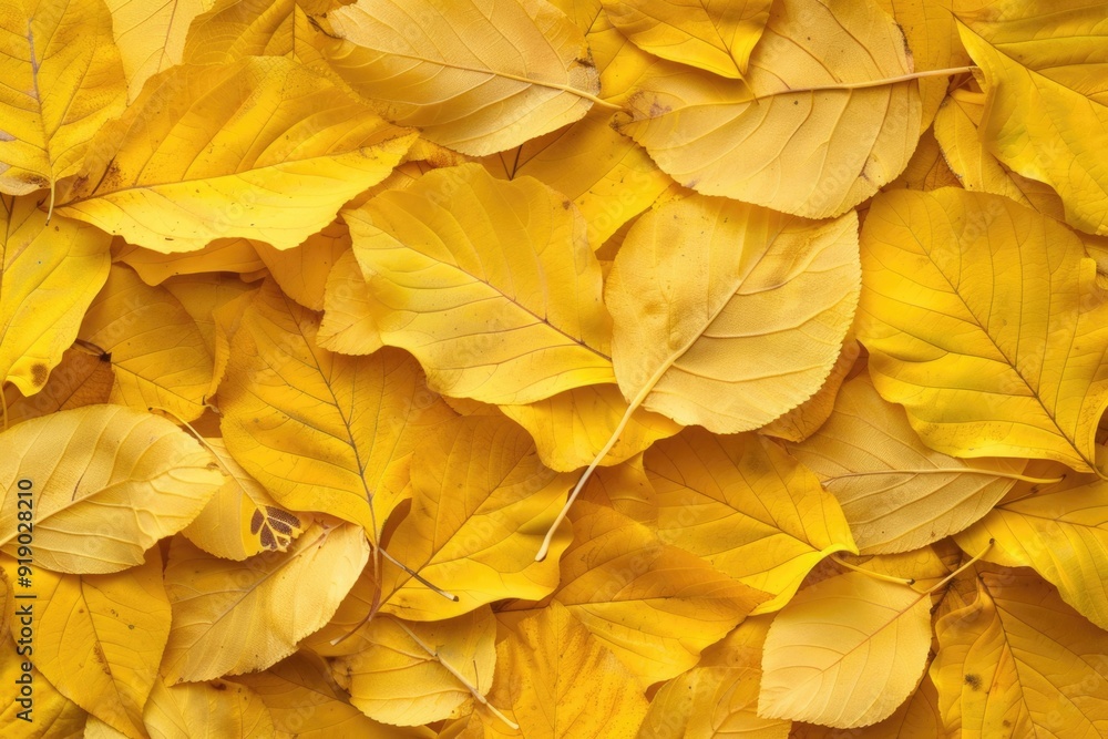 A collection of yellow leaves scattered on the ground A collection of yellow leaves scattered on the ground