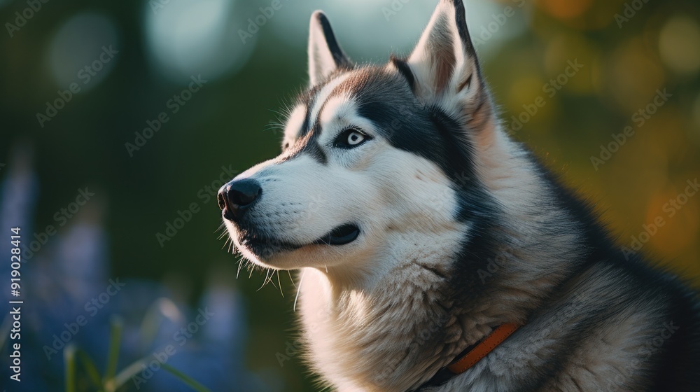 Husky Dog Portrait with Striking Blue Eyes Husky Dog Portrait with Striking Blue Eyes