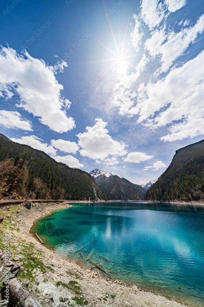 Long Lake, aka Chang Hai, in Jiuzhai Valley National Park, China Long Lake, aka Chang Hai, in Jiuzhai Valley National Park, China