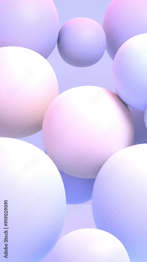 Looped vertical 3d pastel balls animation. Looped vertical 3d pastel balls animation.
